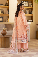 D-01 | 3Pc Unstitched Suit Embroidered Printed Lawn Zarwisha By Humdum