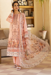 D-01 | 3Pc Unstitched Suit Embroidered Printed Lawn Zarwisha By Humdum