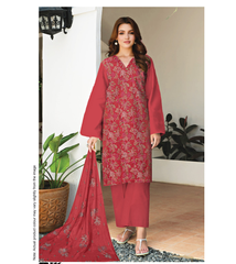 D-03 | 3Pc Unstitched Suit Bareeze Embroidered Allover Lawn Vol 2 By Humdum
