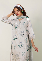 D-09 | 3Pc Unstitched Suit Printed Lawn Chikenkari Koel By Humdum
