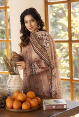 D-08 | 3Pc Unstitched Suit Embroidered Printed Lawn Zarwisha By Humdum