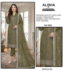 Embroidered Lawn By Alisha 3Pc Unstitched