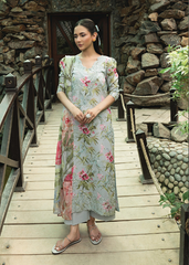 D-02 | 3 Pc Unstitched Embroidered Digital Printed Lawn Flora By Sanam Saeed