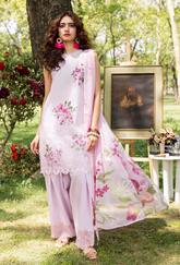 D-07 | 3Pc Unstitched Suit Printed Lawn Chikenkari Koel By Humdum