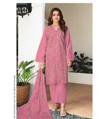 D-05 | 3Pc Unstitched Suit Bareeze Embroidered Allover Lawn Vol 2 By Humdum
