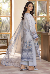 D-03 | 3Pc Unstitched Suit Embroidered Printed Lawn Zarwisha By Humdum