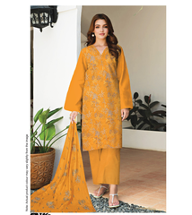 D-06 | 3Pc Unstitched Suit Bareeze Embroidered Allover Lawn Vol 2 By Humdum