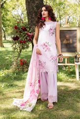 D-07 | 3Pc Unstitched Suit Printed Lawn Chikenkari Koel By Humdum