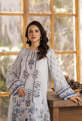 D-03 | 3Pc Unstitched Suit Embroidered Printed Lawn Zarwisha By Humdum