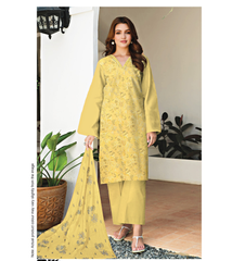 D-08 | 3Pc Unstitched Suit Bareeze Embroidered Allover Lawn Vol 2 By Humdum