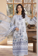 D-03 | 3Pc Unstitched Suit Embroidered Printed Lawn Zarwisha By Humdum