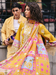 D-04 Buttercup | 3 Pc Unstitched Lawn Suit Boardway By Mahnur