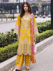 D-04 Buttercup | 3 Pc Unstitched Lawn Suit Boardway By Mahnur