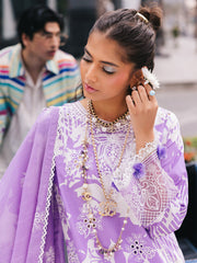 D-07 Viola | 3 Pc Unstitched Lawn Suit Boardway By Mahnur