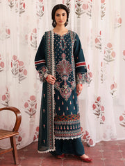Dilara | 3 PC Unstitched Suit Embroidered Lawn Aangan By Mahnur