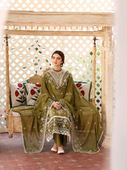 Elaniya | 3 PC Unstitched Suit Embroidered Lawn Aangan By Mahnur