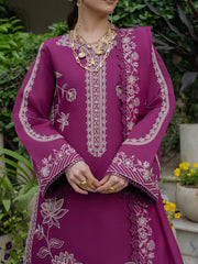 MU-10 | 3 PC Unstitched Suit Embroidered Lawn Amaya By Mahnur