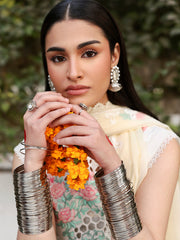 Mahenur | 3 PC Unstitched Suit Embroidered Lawn Aangan By Mahnur