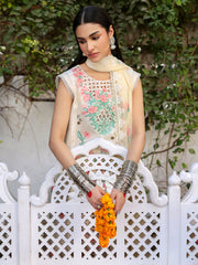 Mahenur | 3 PC Unstitched Suit Embroidered Lawn Aangan By Mahnur