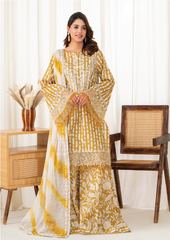 D-09 | 3 Pc Unstitched Suit Lawn Siran By Sanam Saeed