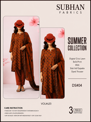 Ladies Digital Lawn Printed 3 Piece - Unstitched