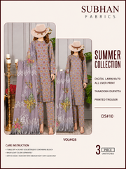 Ladies Digital Lawn Printed 3 Piece Suit with Printed Trouser - Unstitched