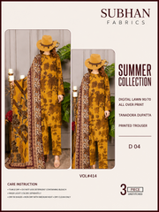 Ladies Digital Lawn Printed 3 Piece Suit with Printed Trouser - Unstitched
