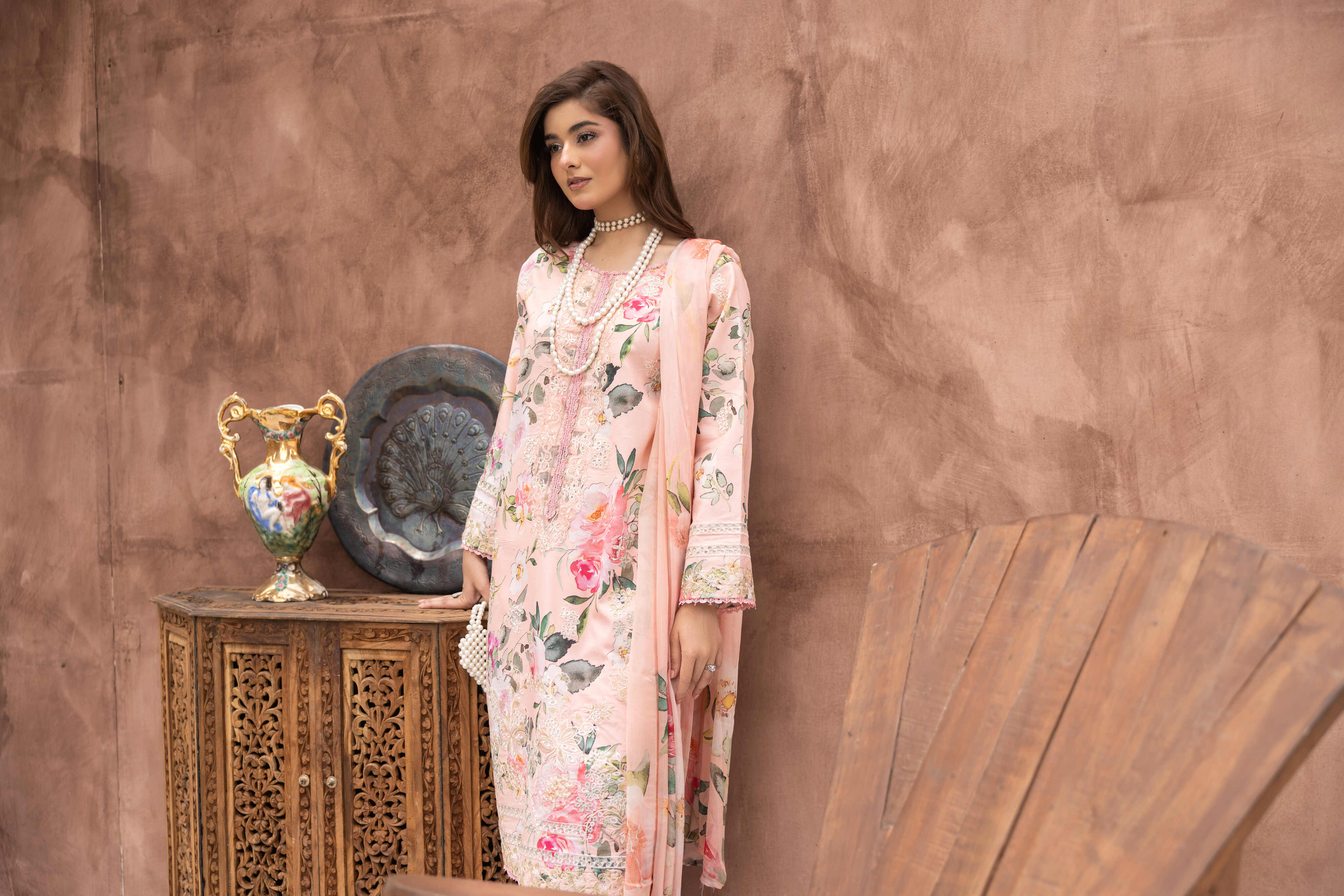 D-07 | Unstitched 3Pc Suit Exclusive Embroidered Vol 2 Sanam Saeed
