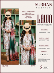 Ladies Digital Lawn Printed 3 Piece Suit with Printed Trouser - Unstitched
