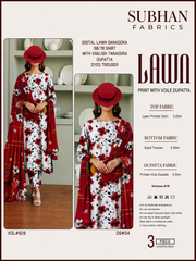 Ladies Digital Lawn Printed 3 Piece Suit with Printed Trouser - Unstitched