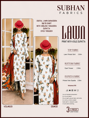Ladies Digital Lawn Printed 3 Piece Suit with Printed Trouser - Unstitched