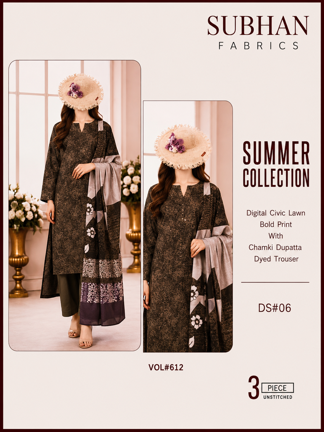 Ladies Digital Lawn Bold Printed 3 Piece - Unstitched