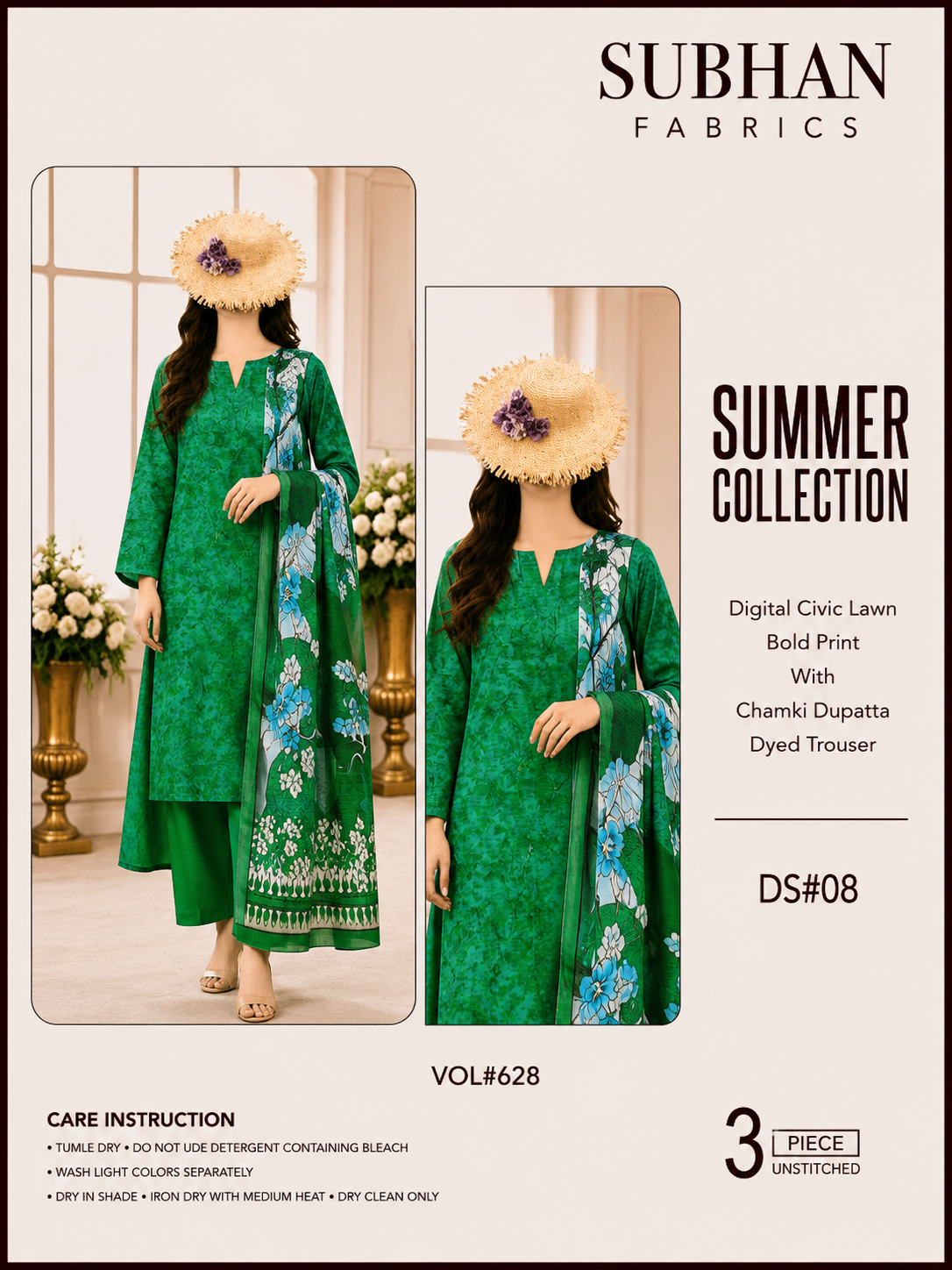 Ladies Digital Lawn Bold Printed 3 Piece - Unstitched