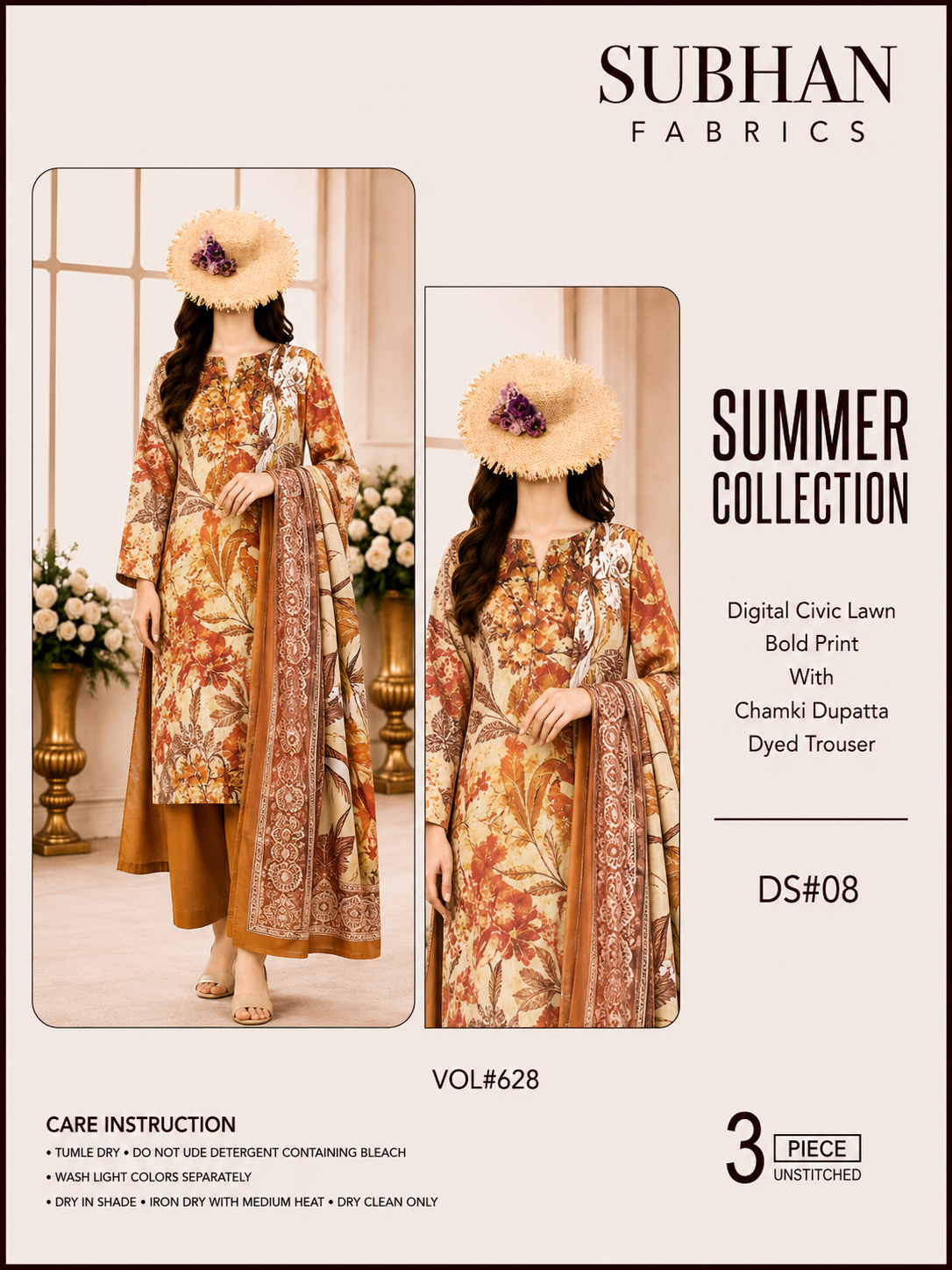Ladies Digital Lawn Bold Printed 3 Piece - Unstitched