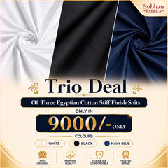 Egyptian Cotton 3 Suits Trio Deal Offer Big Discount Stiff Finish