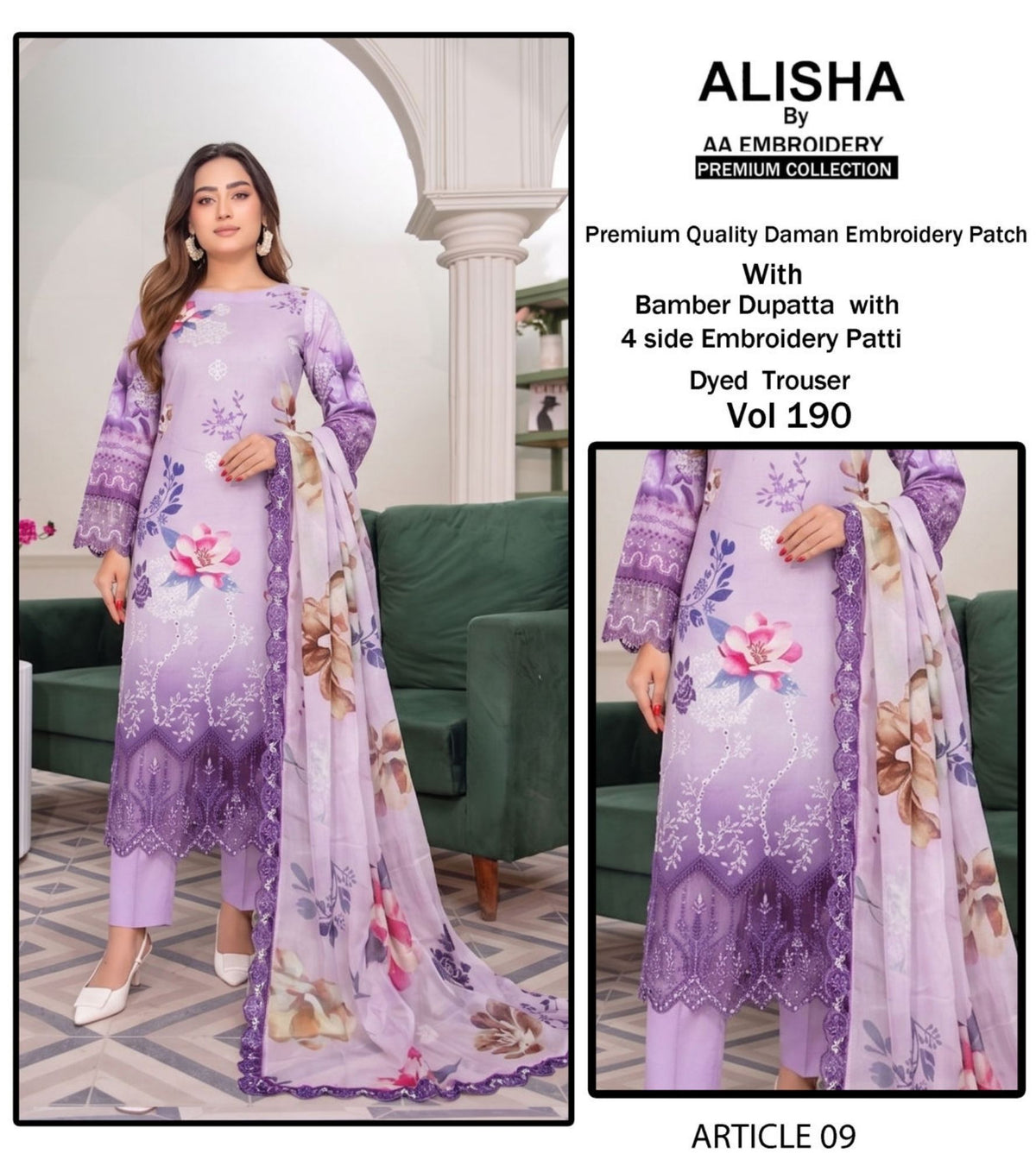 Embroidered Print Kari Lawn By Alisha 3Pc Unstitched