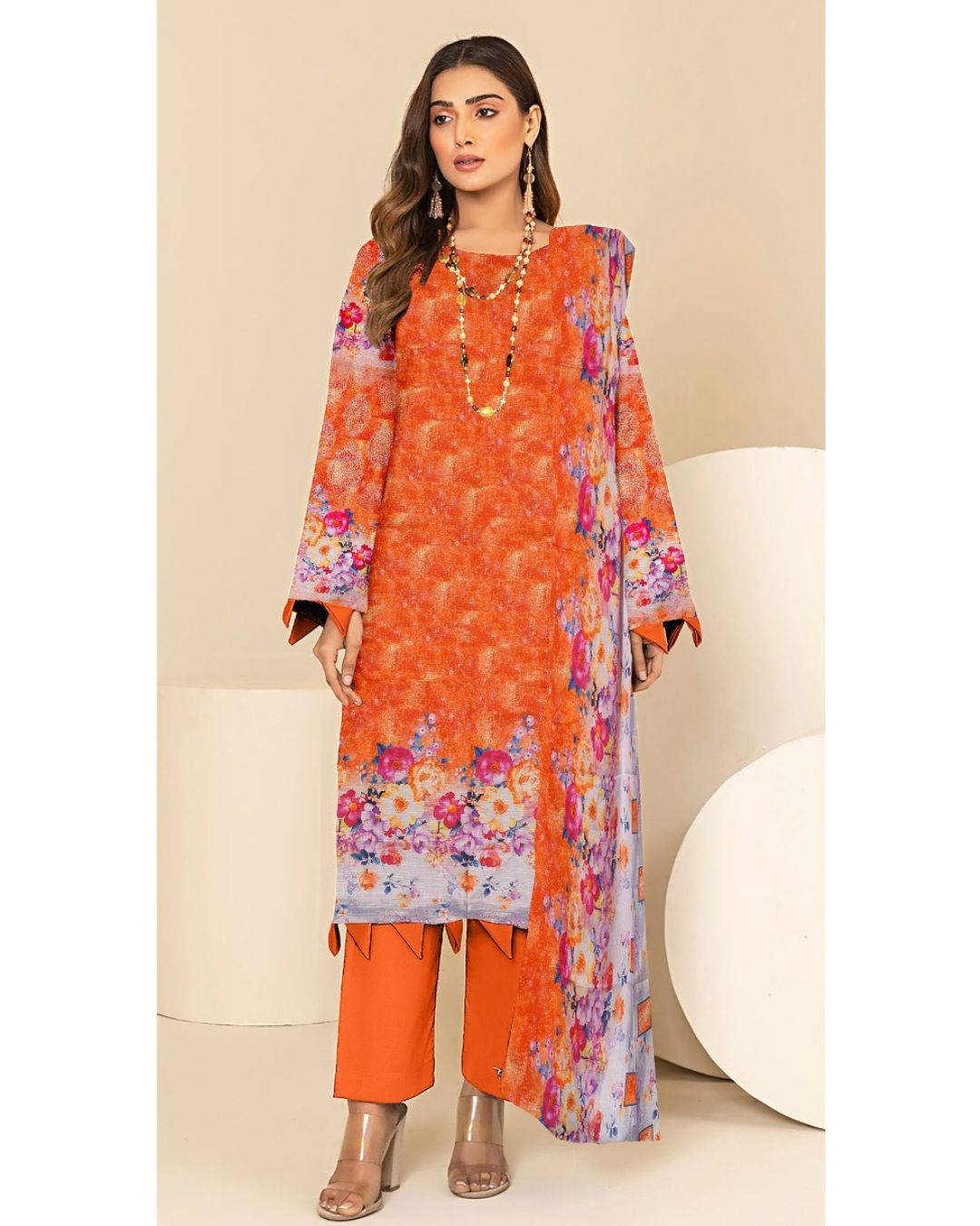 08 - Florence By Amfahh Vol 06 Ladies Digital Lawn Printed 3 Piece Suit - Unstitched
