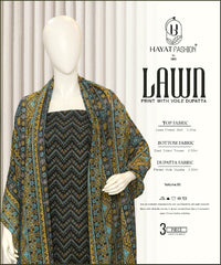Printed Lawn 3Pc With Daimond Voil Dupatta