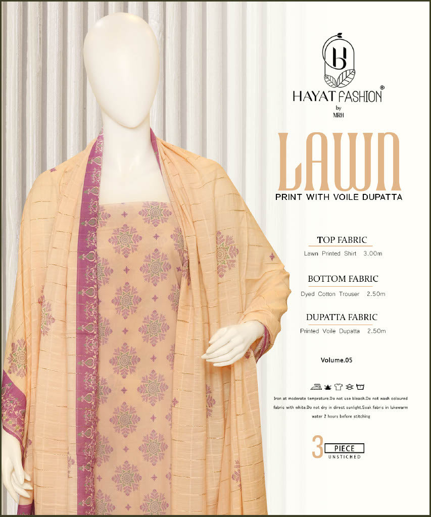 Printed Lawn 3Pc With Daimond Voil Dupatta