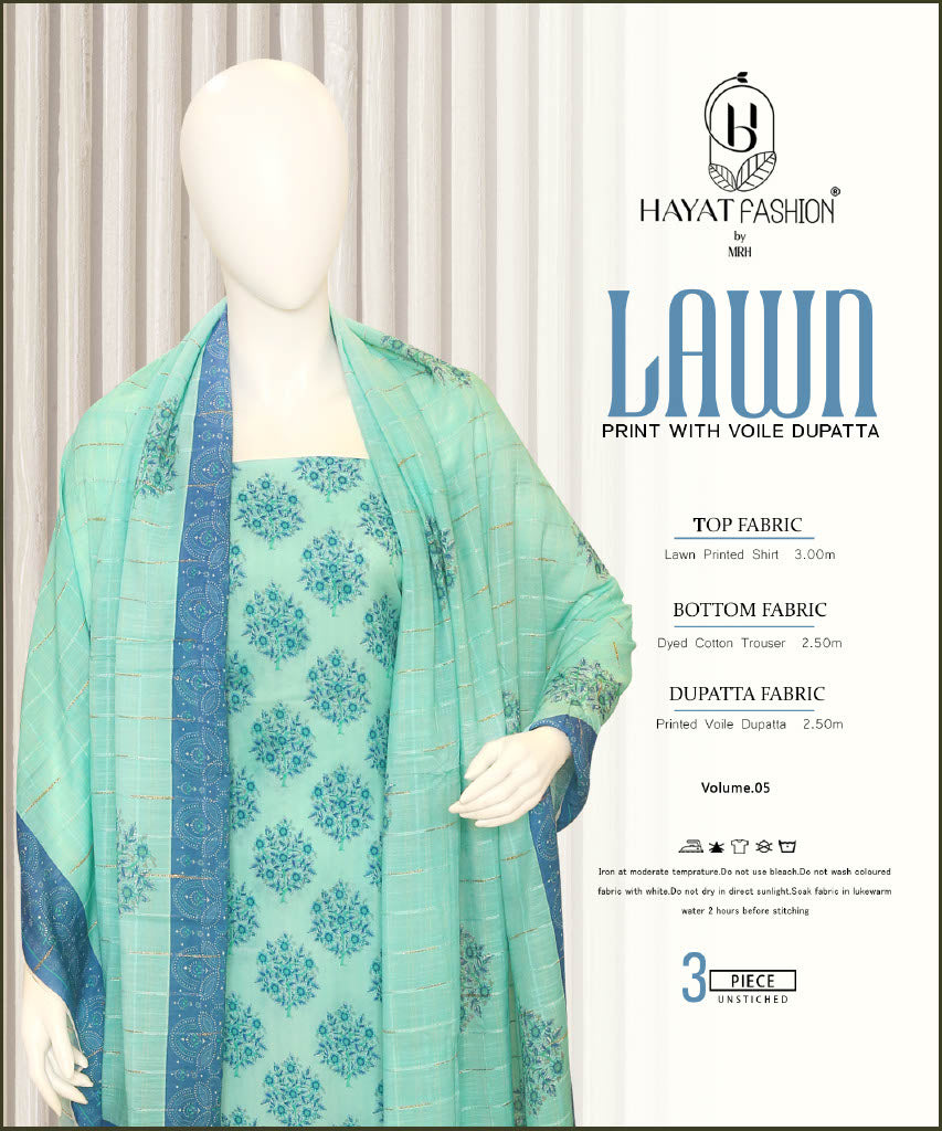 Printed Lawn 3Pc With Daimond Voil Dupatta