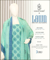 Printed Lawn 3Pc With Daimond Voil Dupatta