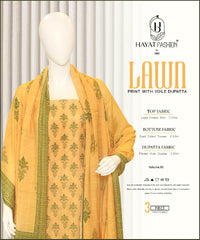 Printed Lawn 3Pc With Daimond Voil Dupatta