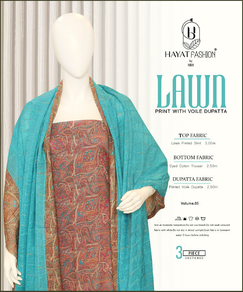 Printed Lawn 3Pc With Daimond Voil Dupatta