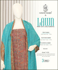 Printed Lawn 3Pc With Daimond Voil Dupatta