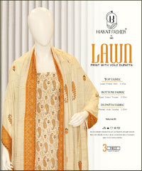 Printed Lawn 3Pc With Daimond Voil Dupatta