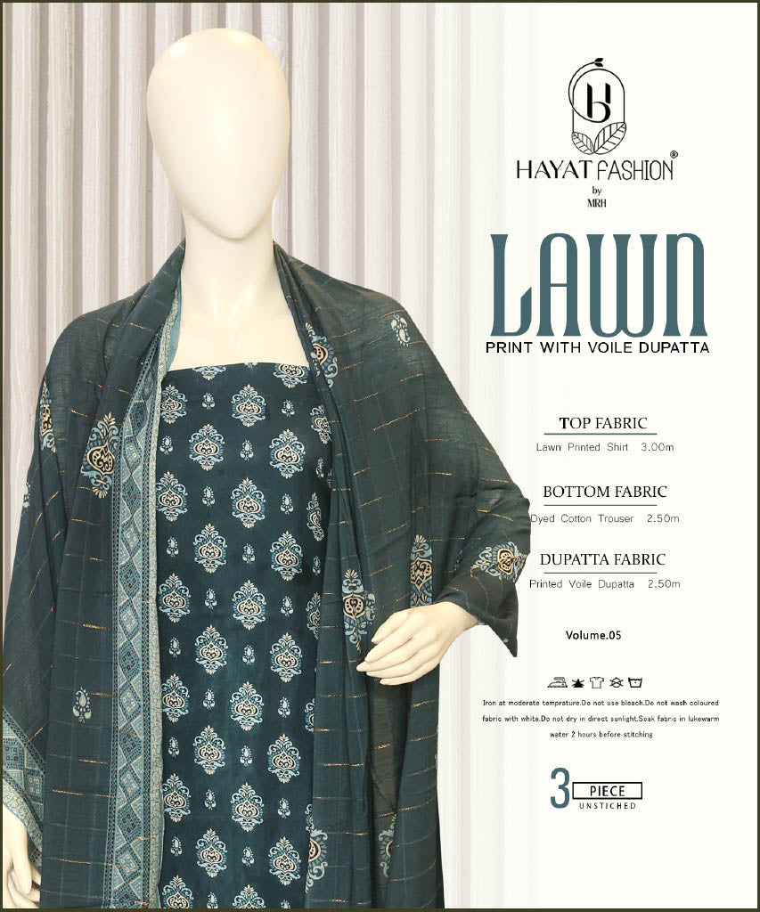 Printed Lawn 3Pc With Daimond Voil Dupatta