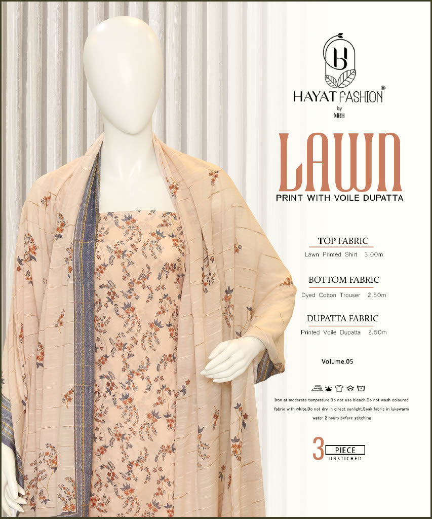 Printed Lawn 3Pc With Daimond Voil Dupatta