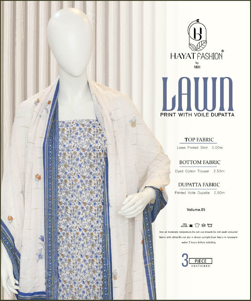 Printed Lawn 3Pc With Daimond Voil Dupatta