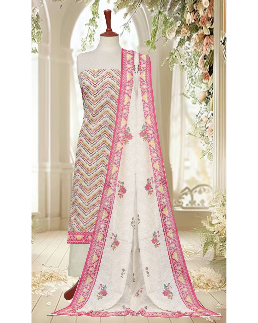 01 - Ladies Digital Lawn Printed 3 Piece Suit - Unstitched Vol-4