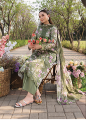 D-10 | 3 Pc Unstitched Embroidered Digital Printed Lawn Flora By Sanam Saeed